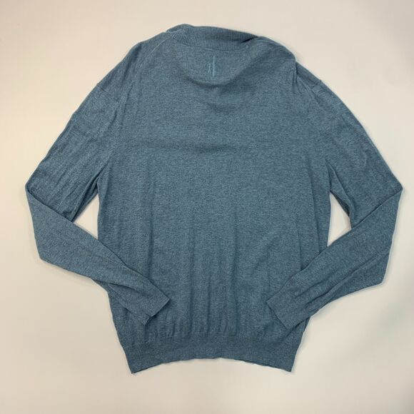 Johnnie-o Bailey Sweater Mens L Large Metal-Blue Quarter Zip Cotton Nylon Silk - Picture 6 of 12